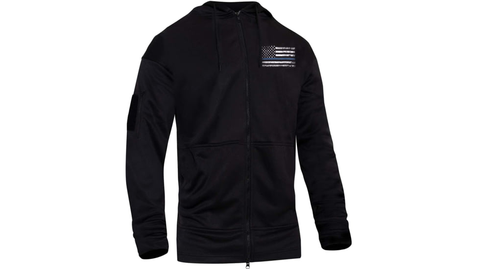 Rothco Thin Blue Line Concealed Carry Zippered Hoodie - Mens, Black, Large, 56071-L