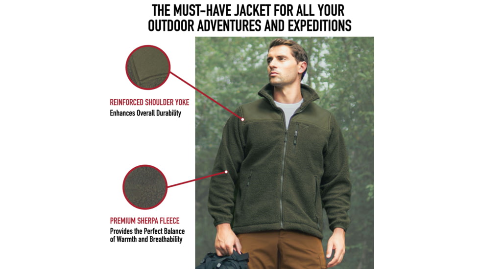 Rothco Trailsman Sherpa Fleece Jacket - Mens, Olive Drab, Small, 96625-OliveDrab-S