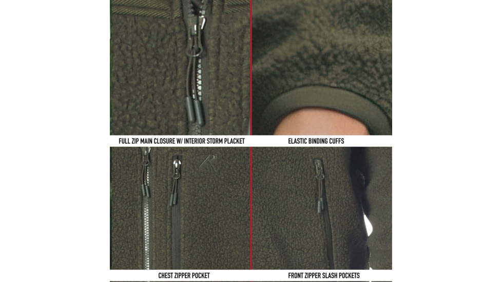 Rothco Trailsman Sherpa Fleece Jacket, Olive Drab, S, 96625-OliveDrab-S