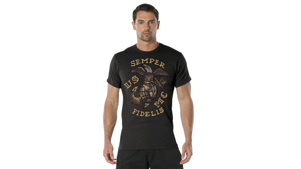 Rothco USMC Semper Fidelis T-Shirt - Men's, Black, Medium, 11775-Black-M