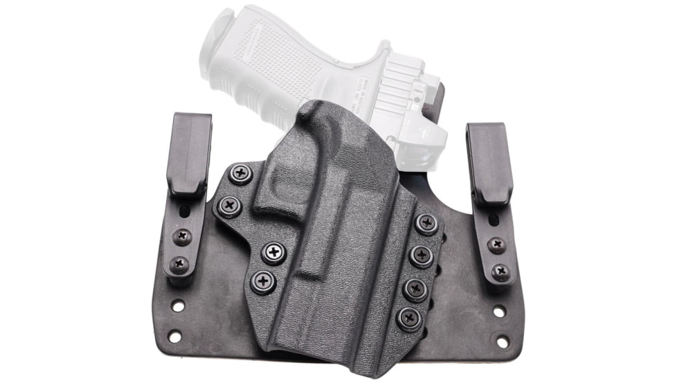 Rounded Wide KYDEX Leather Hybrid Holster for Glock 42, Left Hand, Black, GLK-G42-BK-LH-WDLTHR