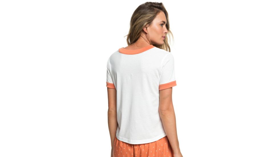 Roxy Sand And Sun Rays B Ringer T-Shirt - Womens, Marshmallow, Small, ERJZT04578-WBT0-S