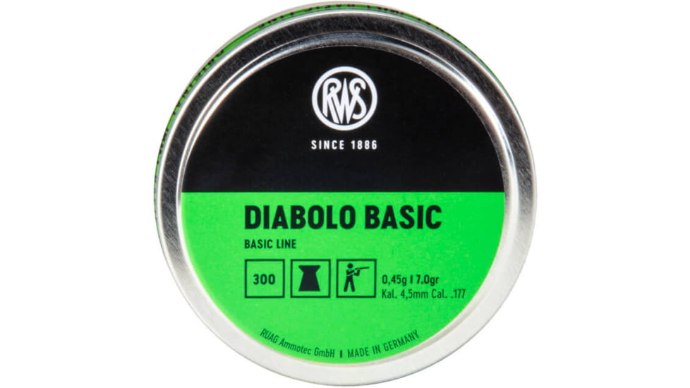 RWS Diabolo Basic Line .177 Pellets, 300 Ct, 2317398