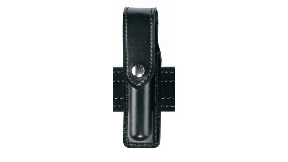 Safariland 308 Hand-Held Light Holder W/Flap, Inova T3, STX Plain Black W/ Black Plastic Snap, Ambi Shroud Mount 308-4-413PBL