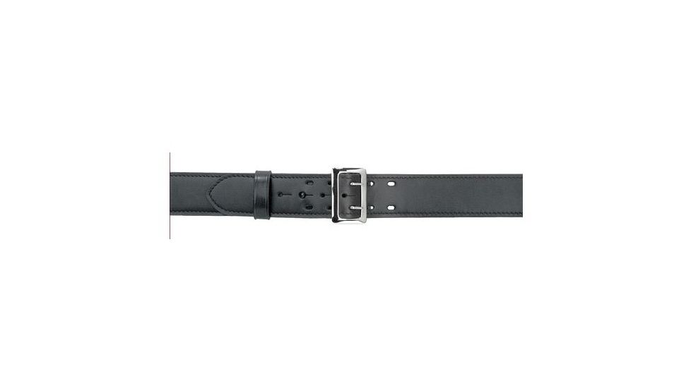 Safariland 875 Stitched Edge Belt, 2.25in Wide, Hi-Gloss Black, Chrome Buckle, Waist 26 in