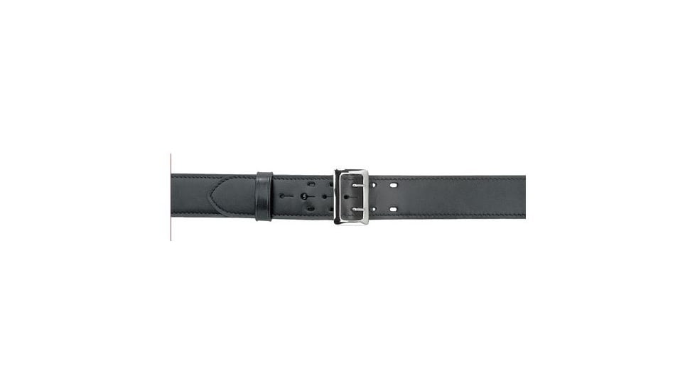 Safariland 875 Stitched Edge Belt, 2.25in Wide, Hi-Gloss Black, Chrome Buckle, Waist 34 in
