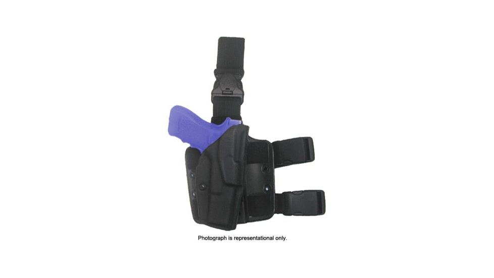 Safariland ALS Tactical Thigh Holster, Right Hand, STX Tactical Black Leg Shroud Single Strap 6355-73-131-SP10