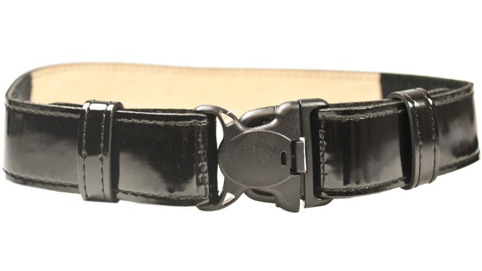 Safariland Leather/Laminate Belt W/ 3X Buckle, Contour Fit, 2in. (50mm), Hi Gloss Black, Medium, Width - 2 in. 94243-2-9-50