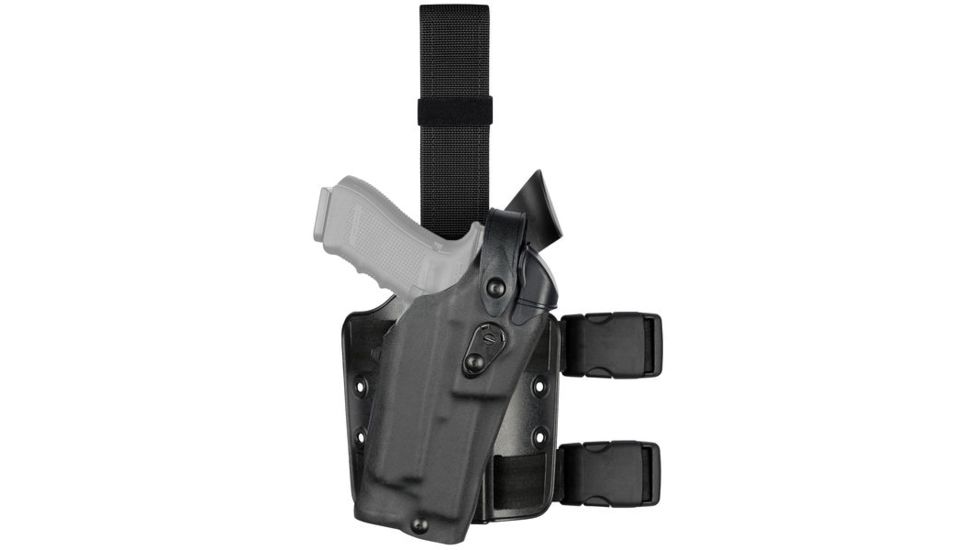 Safariland 6304RDS ALS/SLS Drop Leg Glock Holster, STX Plain, Left, Single Strap Leg Shroud, Black, 6304RDS-832-412-SP10