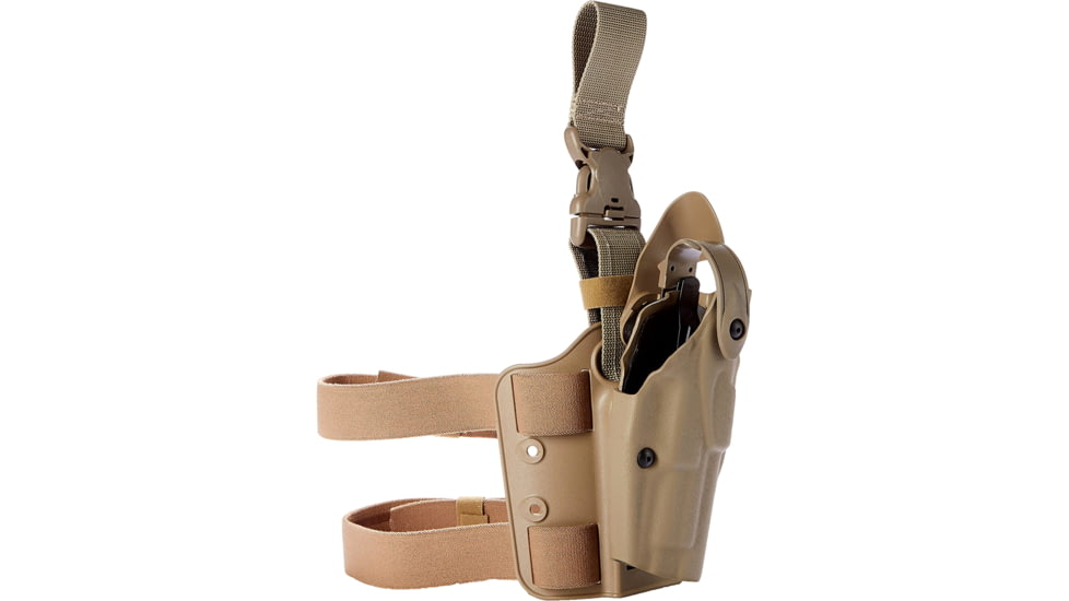 Safariland 6305 ALS/SLS Tactical Holster w/Quick-Release Leg Strap, Glock 19/23 w/TLR-2HL, Left, FDE Brown, STX Plain, Single Strap Leg Shroud, 6305-28321-552-SP10