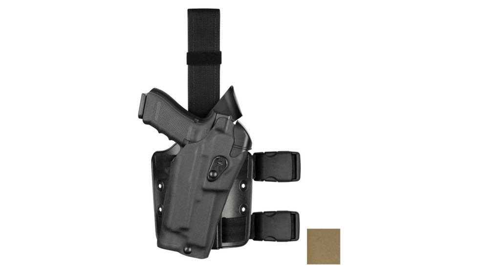Safariland Model 6354RDS-SP10 ALS Drop Leg Holster, S&amp;W M&amp;P 9mm/.40 &amp; M&amp;P 2.0 .40 only w/Sure Fire X300, Left Hand, Plain, Single Strap, Drop Flex Adapter, Flat Dark Earth, 6354RDS-2192-552-MS25