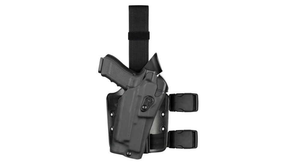 Safariland Model 6354RDS-SP10 ALS Drop Leg Holster, S&amp;W M&amp;P 9mm/.40 &amp; M&amp;P 2.0 .40 only w/Sure Fire X300, Left Hand, STX Plain, Single Strap, Drop Flex Adapter, Black, 6354RDS-2192-132-MS25