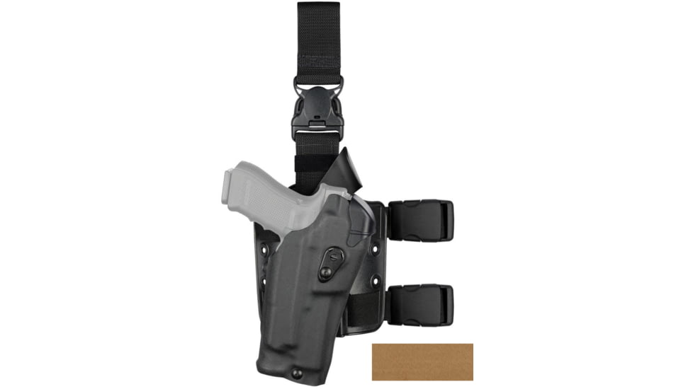 Safariland Model 6385RDS ALS OMV Drop Leg Holster, Sig Sauer P320 9mm/.40 Compact w/ITI M3/Streamlight TLR1/SF X300/X300U, RH, Cordura, Double Strap, Quick Release, Coyote Brown, 6385RDS-7502-741
