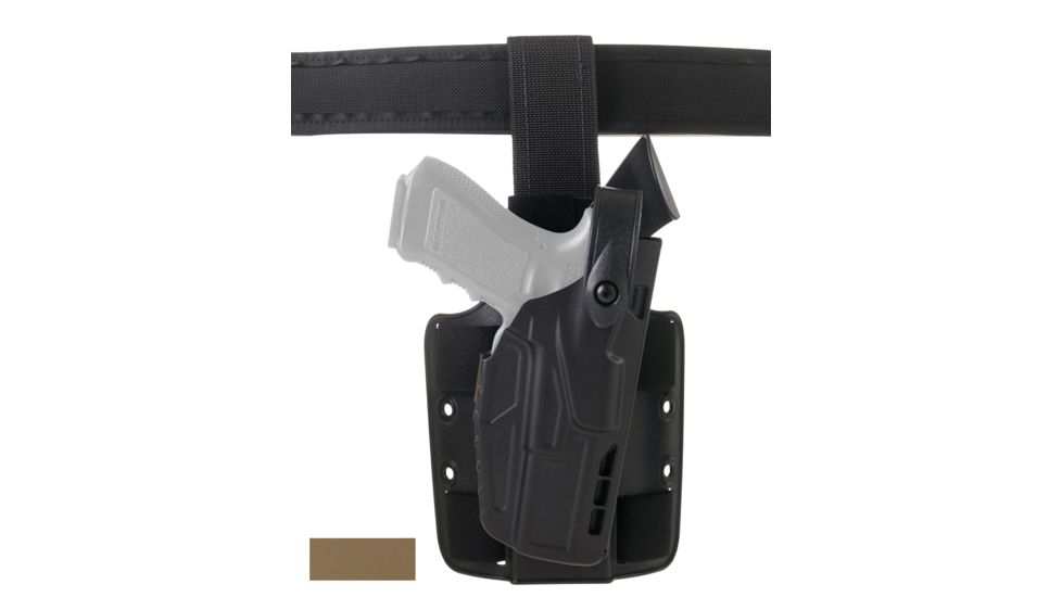Safariland 7304 7TS ALS/SLS Level III Retention Tactical Holsters, Glock 20/Glock 21, Standard Double Strap Leg Shroud, Left Hand, FDE Brown, 7304-3832-552