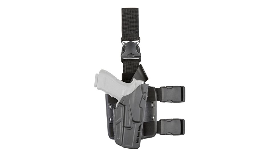 Safariland 7385 7TS ALS Tac Holster w/ Quick Release, Glock 19/23 Gen1-5 w/ Inforce APL, Nightstick TWM-350, TWM- 850, Streamlight TLR-1HL, Surefire X300U, RH, STX Plain Black, 28325, 7385-28325-411