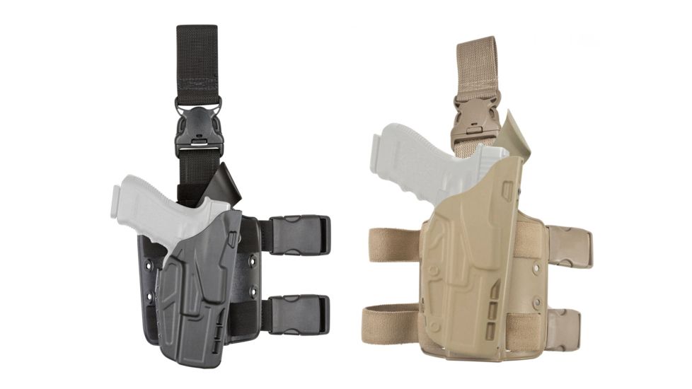 Safariland Model 7385 7TS ALS/OMV Drop-Leg Glock Holster, Black, Flat Dark Earth