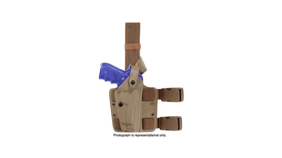 Safariland SLS Military Tactical Holster, Right Hand, STX FDE Brown DFA on Single Leg Strap w/MLS 6034-7312-551-MS15-MS26