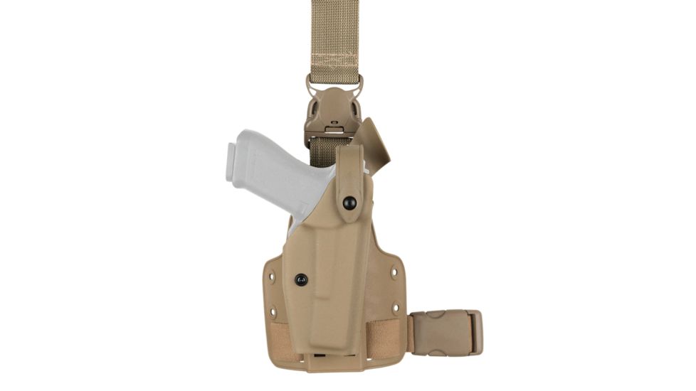 Safariland SLS Tactical Holster w/ Quick Release Leg Harness, Right Hand, STX FDE Brown Leg Shroud Single Strap 6005-93-551-SP10