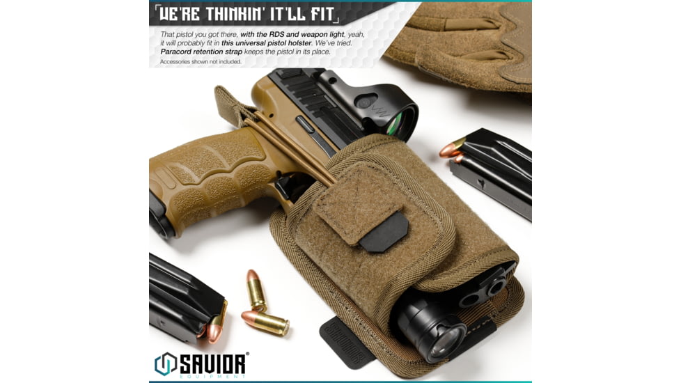 Savior Equipment Universal Pistol Holster, Tan, 5.8in H x 3.75in W, Tan, 5.8in H x 3.75in W, SP-TNS-PHOL-TN