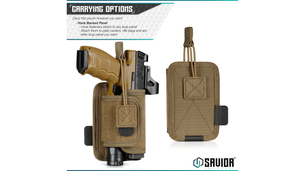 Savior Equipment Universal Pistol Holster, Tan, 5.8in H x 3.75in W, Tan, 5.8in H x 3.75in W, SP-TNS-PHOL-TN