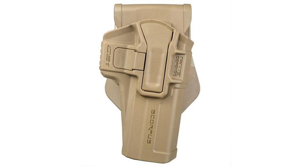 Scorpus M24 Belt Holster CZ 75, SIG Sauer P226, H&amp;K USP 9mm, 1911, Glock 17/19/22/31/41/43 w/ 2 Retention System, Right Hand, Flat Dark Earth, SC-24BG9RT