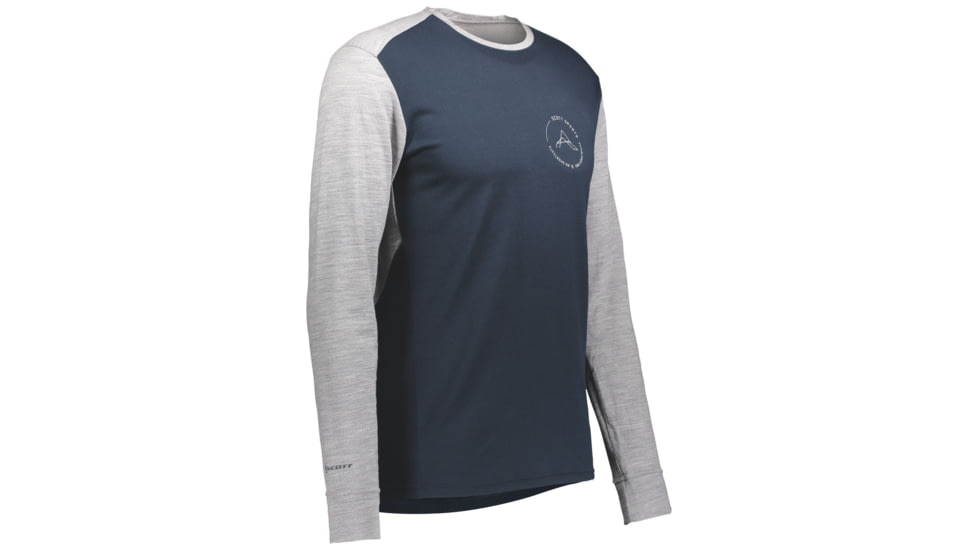 SCOTT Defined Merino L/SL Shirt - Mens, Dark Blue/Light Grey Melange, Large, 2777727037008