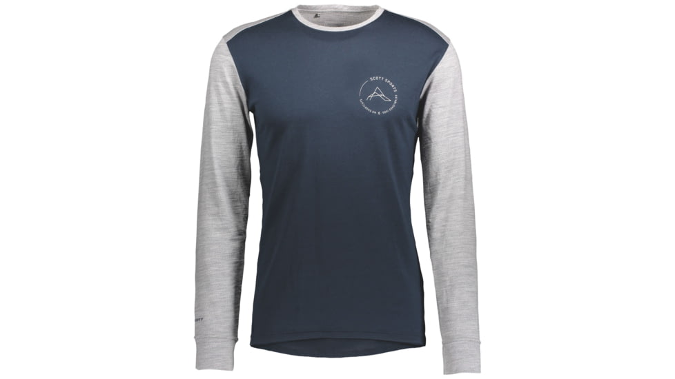 SCOTT Defined Merino L/SL Shirt - Mens, Dark Blue/Light Grey Melange, Large, 2777727037008