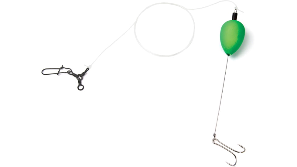 Sea Striker Deluxe Finger Mullet Rig, Removable 2/0 Double Hook, 1 1/4" Green Pear Float, SSDMR-G