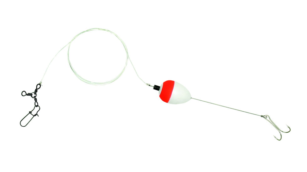 Sea Striker Deluxe Finger Mullet Rig, Removable 2/0 Double Hook, 1 1/4" Red/White Pear Float, SSDMR