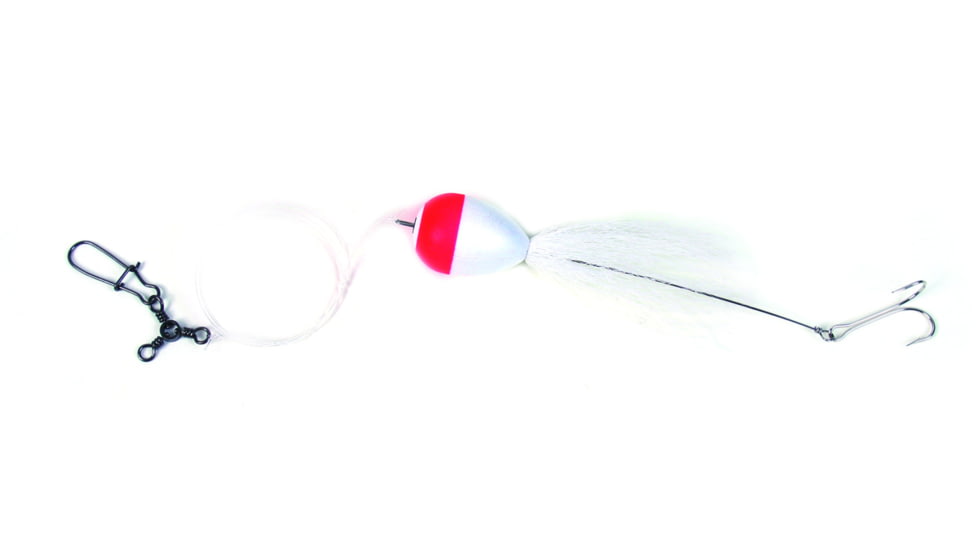 Sea Striker Deluxe Finger Mullet Rig, Removable 2/0 Double Hook w/Bucktail, 1 1/4" Red/White Pear Float, SSDMR-B