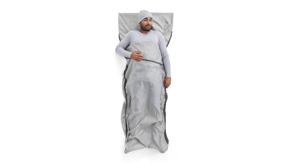 Sea to Summit Silk Blend Rectangular Sleeping Bag Liner w/ Pillow Sleeve, Moonstruck Grey, Universal, A3243