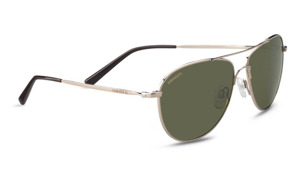 Serengeti Alghero Single Vision Prescription Sunglasses, Shiny Soft Gold Frame, Polarized, Photochromic, 8542SV