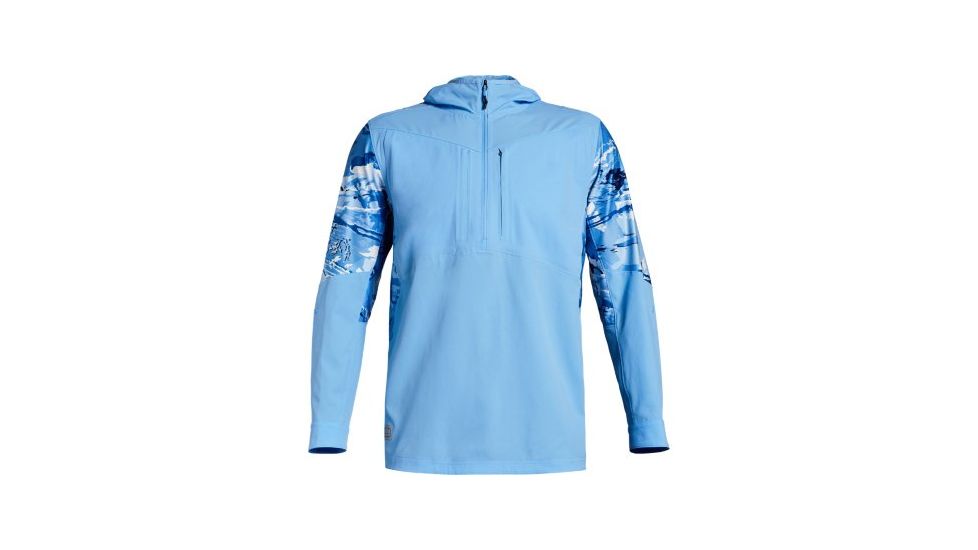SHED, Under Armour Backwater Hybrid 1/2 Zip Hoodie - Mens - Mens, Aqua Hydro Camo, Large, 1309585-923-L