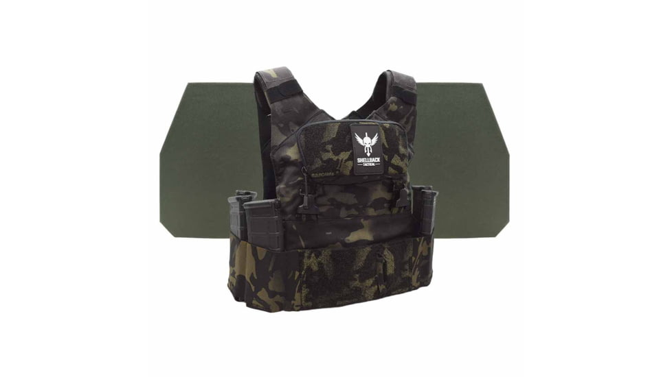 Shellback Tactical Stealth 2.0 Level IV Body Armor Kit with Model L410 Plates, Multicam Black, One Size, SBT-STLTHPC2-L410-MB