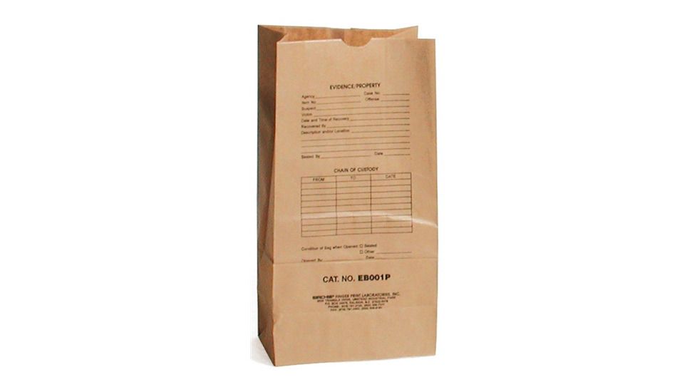 Sirchie - Kraft Evidence Bags, Printed, 7" x 4.5" x 13.75", 100/pack