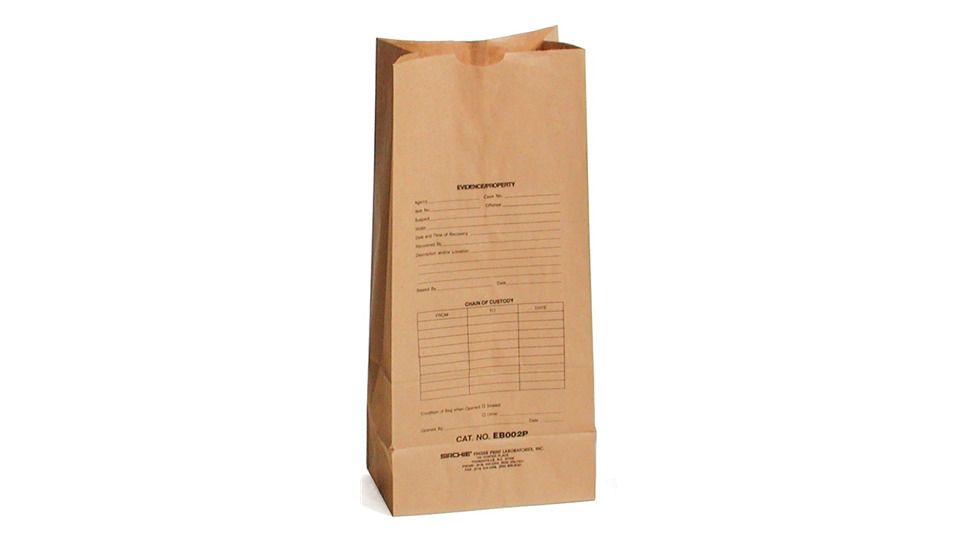 Sirchie - Kraft Evidence Bags, Printed, 8" x 5" x 18", 100/pack