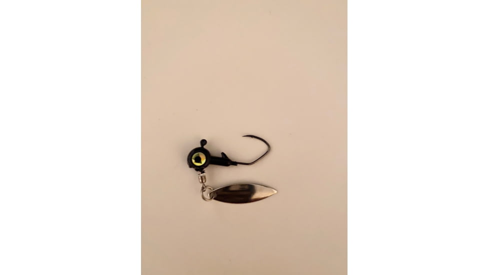 Slaters Jigs Slaters KillRSpin Jig Heads w/Willow Leaf Blade-Underspin Black Number 2 Hk. 1/8 oz. 5 Jig Heads/Pack, KSH182-5-BK