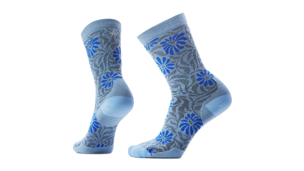Smartwool Everyday Floral Crew Socks - Womens, Serene Blue, Small, SW002678N75100S000