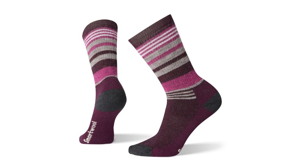 Smartwool Hike Medium Striped Crew Socks - Womens, Bordeaux, Large, SW001018590-L