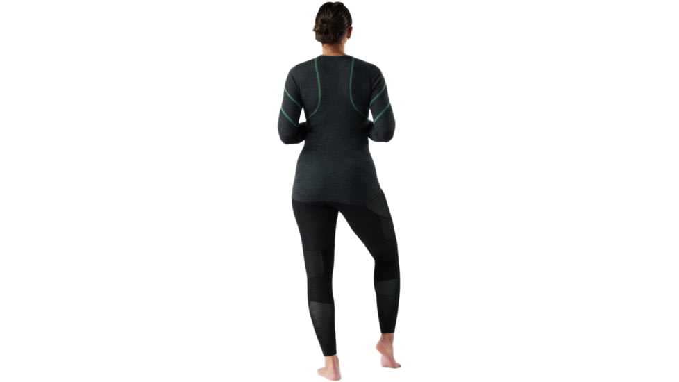 Smartwool Intraknit Thermal Merino Base Layer Crew - Womens, Charcoal/Zen Green, Small, SW019284Q24100S000