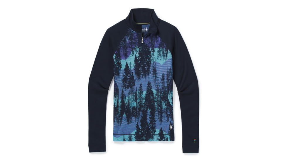 Smartwool Merino 250 Baselayer Pattern 1/4 Zip - Womens, Deep Navy Forest Scape, Small, SW016375E43-S