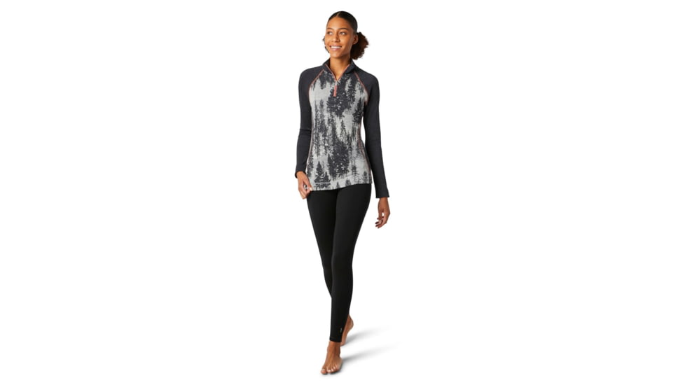 Smartwool Merino 250 Baselayer Pattern 1/4 Zip - Womens, Light Gray Forest Scape, Small, SW016375F51-S