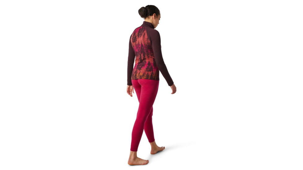Smartwool Merino 250 Baselayer Pattern 1/4 Zip - Womens, Woodsmoke Forest Scape, Extra Small, SW016375E44-XS