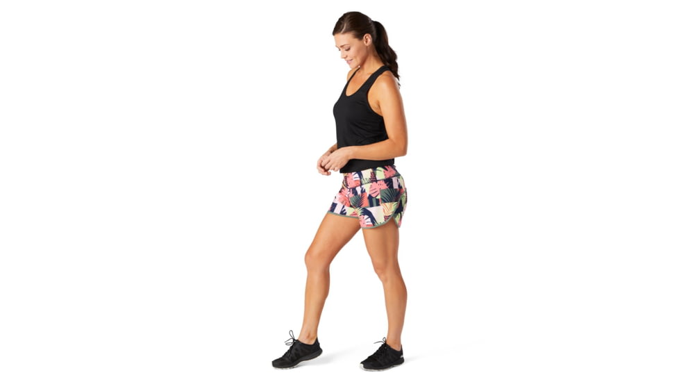 Smartwool Merino Sport Lined Short - Womens, Sunset Coral Palm Print, Medium, SW016142F86M