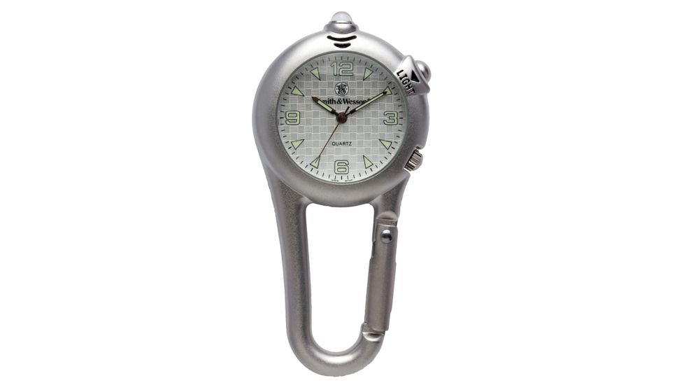 Smith &amp; Wesson Carabiner Classic Watch w/LED Light, Silver SWW-36-SLV