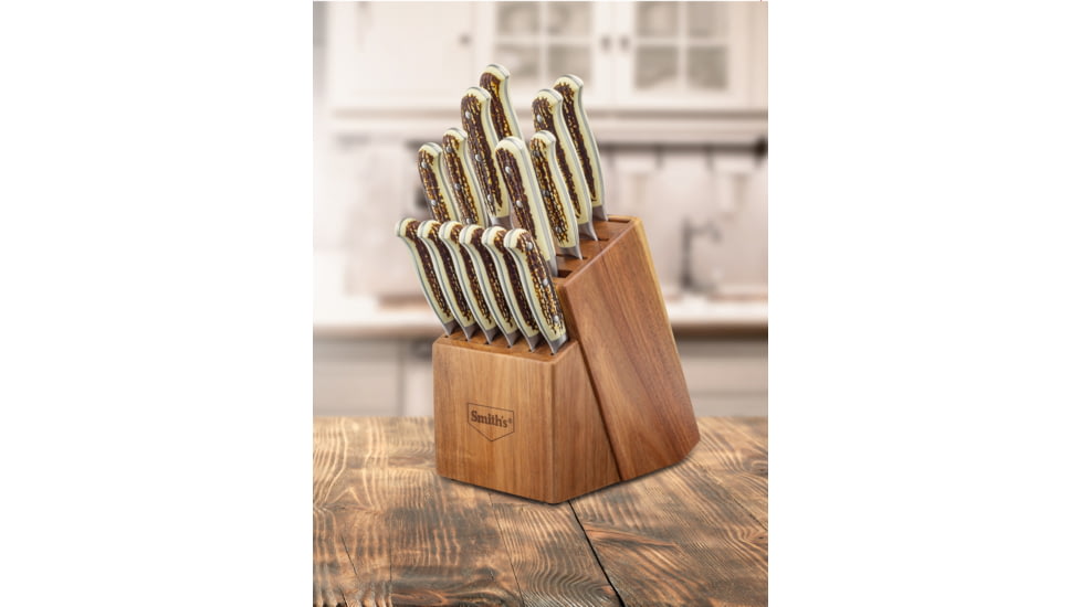 Smiths Cabin &amp; Lodge Cutlery 15-Pcs Block Set, Stag, SP-51032