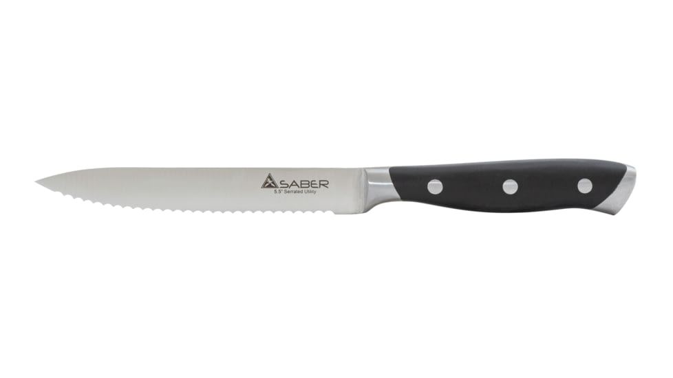 Smiths Saber Knife Set w/ Sharpener - 16 Pcs, Black, SP-50978
