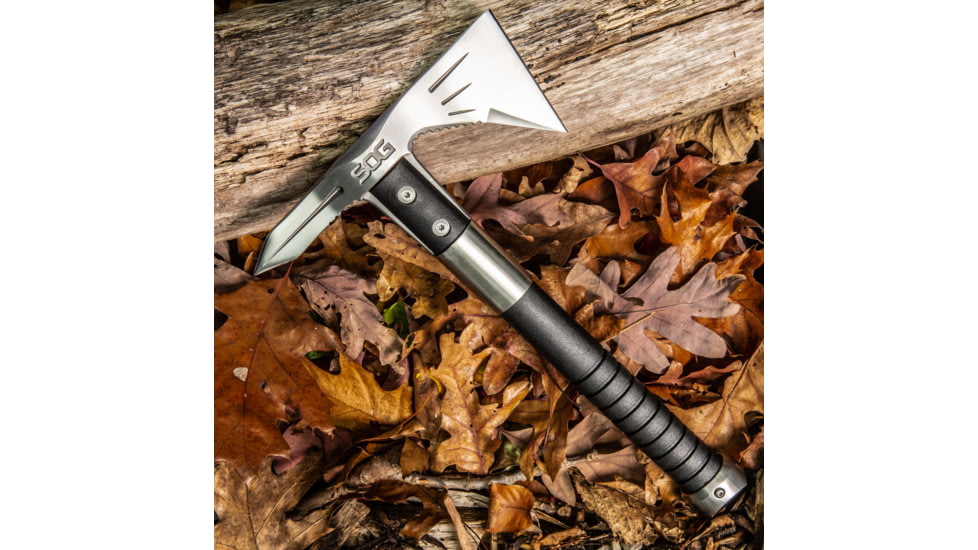 SOG Specialty Knives &amp; Tools Voodoo Hawk Mini Axe, 2.75in, 3Cr13MoV Blade, Black Handle, Silver, SOG-F182N-CP