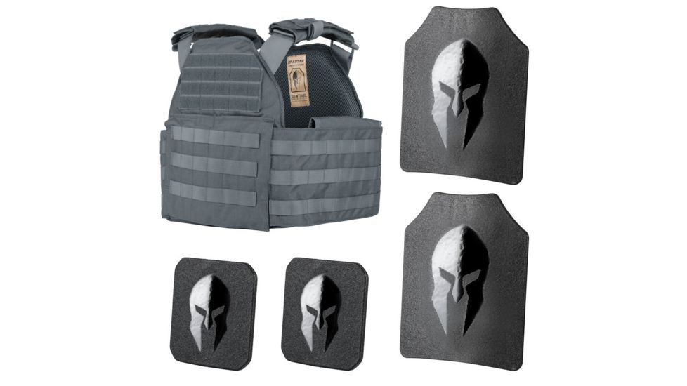 Spartan Armor Systems Spartan Sentinel Plate Carrier and Spartan Omega AR500 Body Armor Platform, Gunmetal Gray, Adjustable, SAS-PKG500-STNL-FC-GG-KIT, SAS-PKG500-STNL-FC-GG-KIT