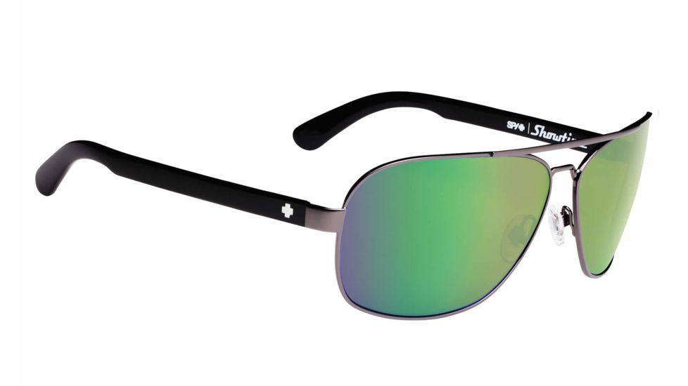 Spy Optic Showtime Single Vision Prescription Sunglasses, Gunmetal Frame, Happy Bronze W/ Green Spectra Lens-672036311225SV